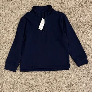 Janie and Jack Boys Navy Cotton Quarter-Zip Pullover Sweatshirt Sz 6 NWT